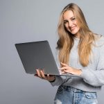 women checking email