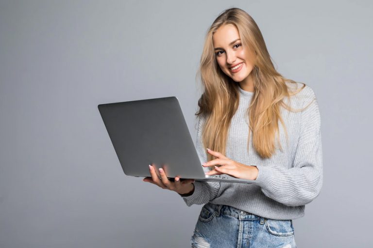 women checking email