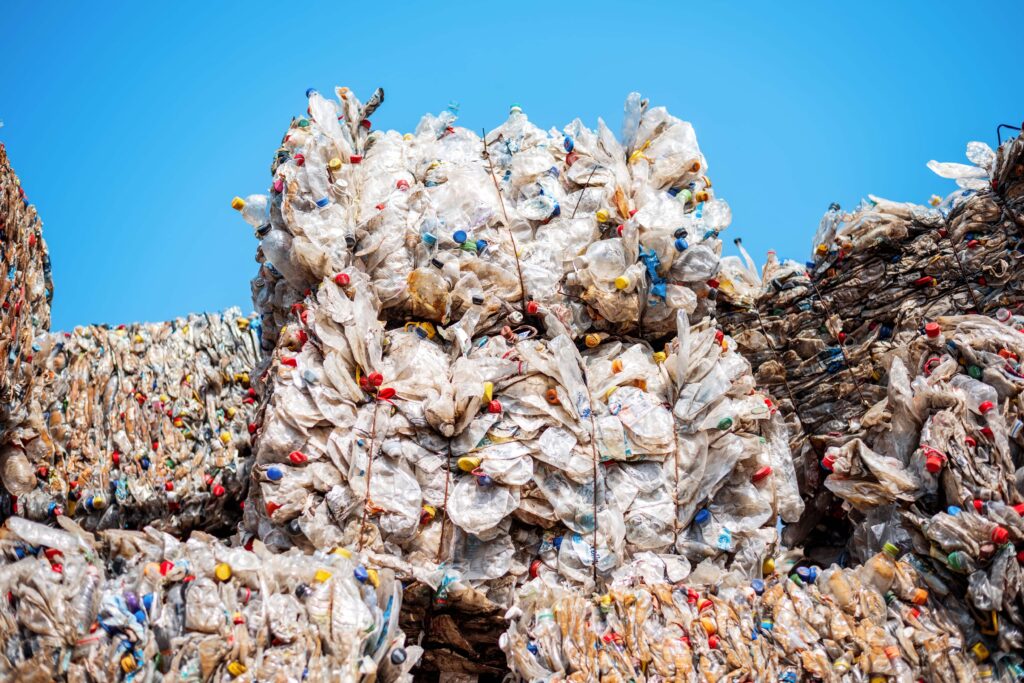 264044 multiple cubes compressed plastic garbage near waste recycling factory open air 1