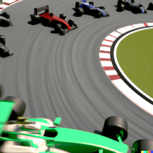 Dall·e 2023 11 08 18.30.30 A Render Of Race Cars Going Around A Track .png