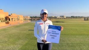 658546eb8b191 Mysore Golfer Pranavi Urs With The Placard Declaring Her Ladies European Tour Status In Marrakech M 222058321 16x9.jpg