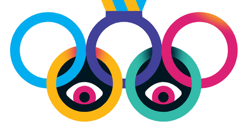 An Illustration Of The Olympics Rings With Eyes In The Bottom Two Rings.png