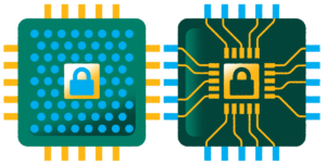 Two Cartoon Microchips With Locks On Them.png